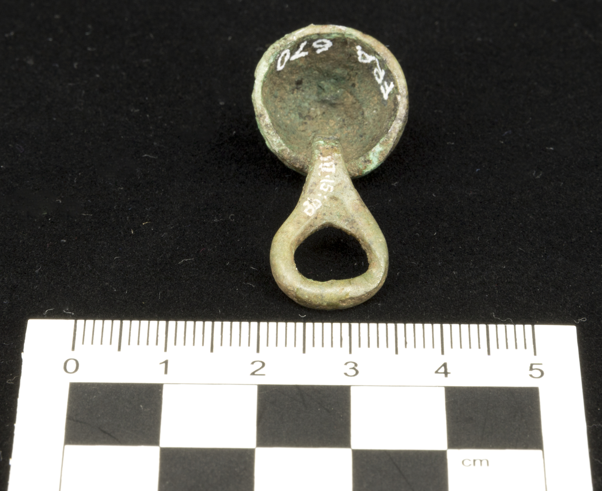 Image of Native style copper alloy button-and-loop fastener, from the Roman site at Newstead © National Museums Scotland