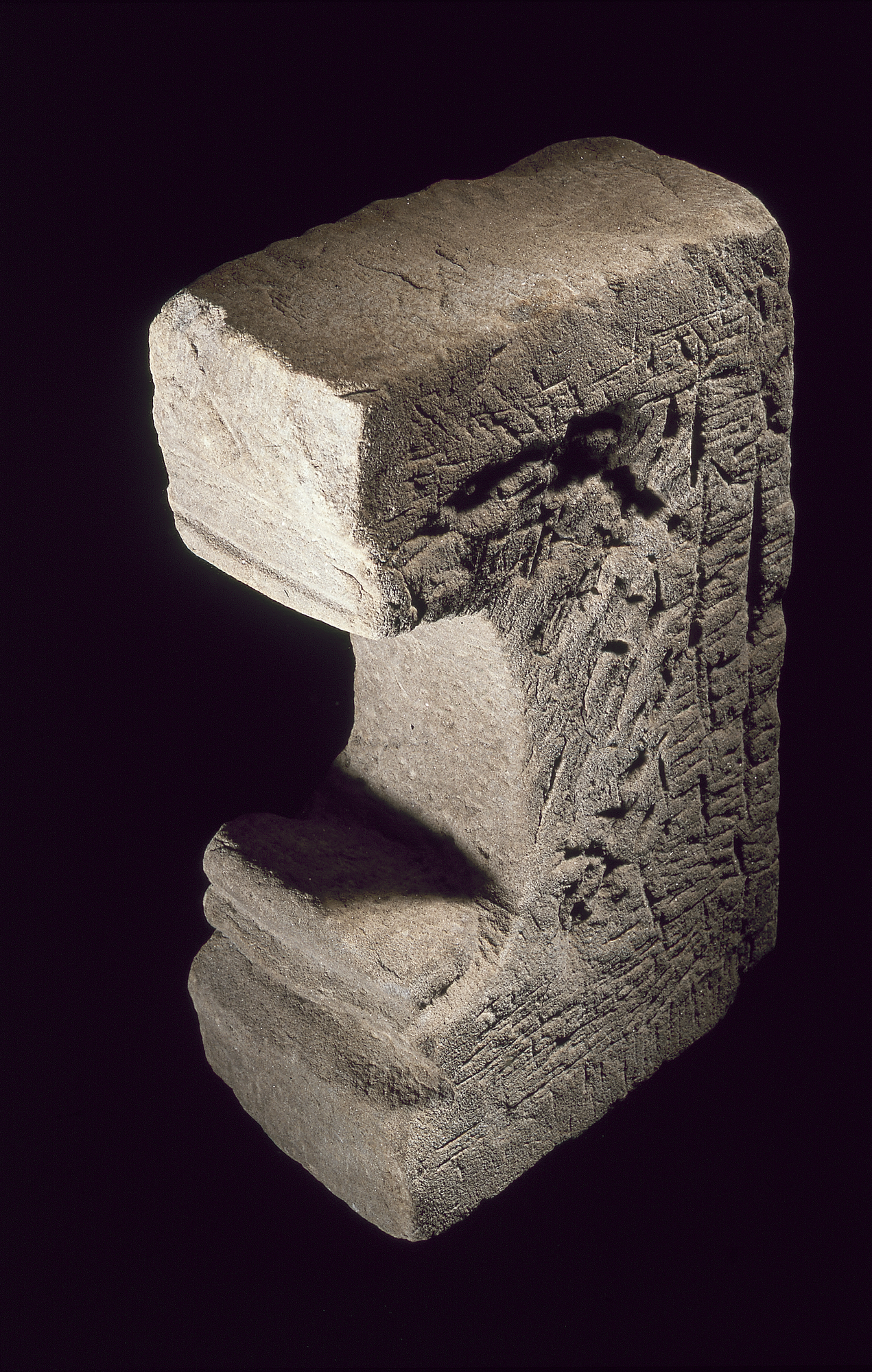Image of Moulded stone bench support from the military bathhouse, Antonine, Romano-British, from Mumrills, Falkirk, Stirlingshire © National Museums Scotland