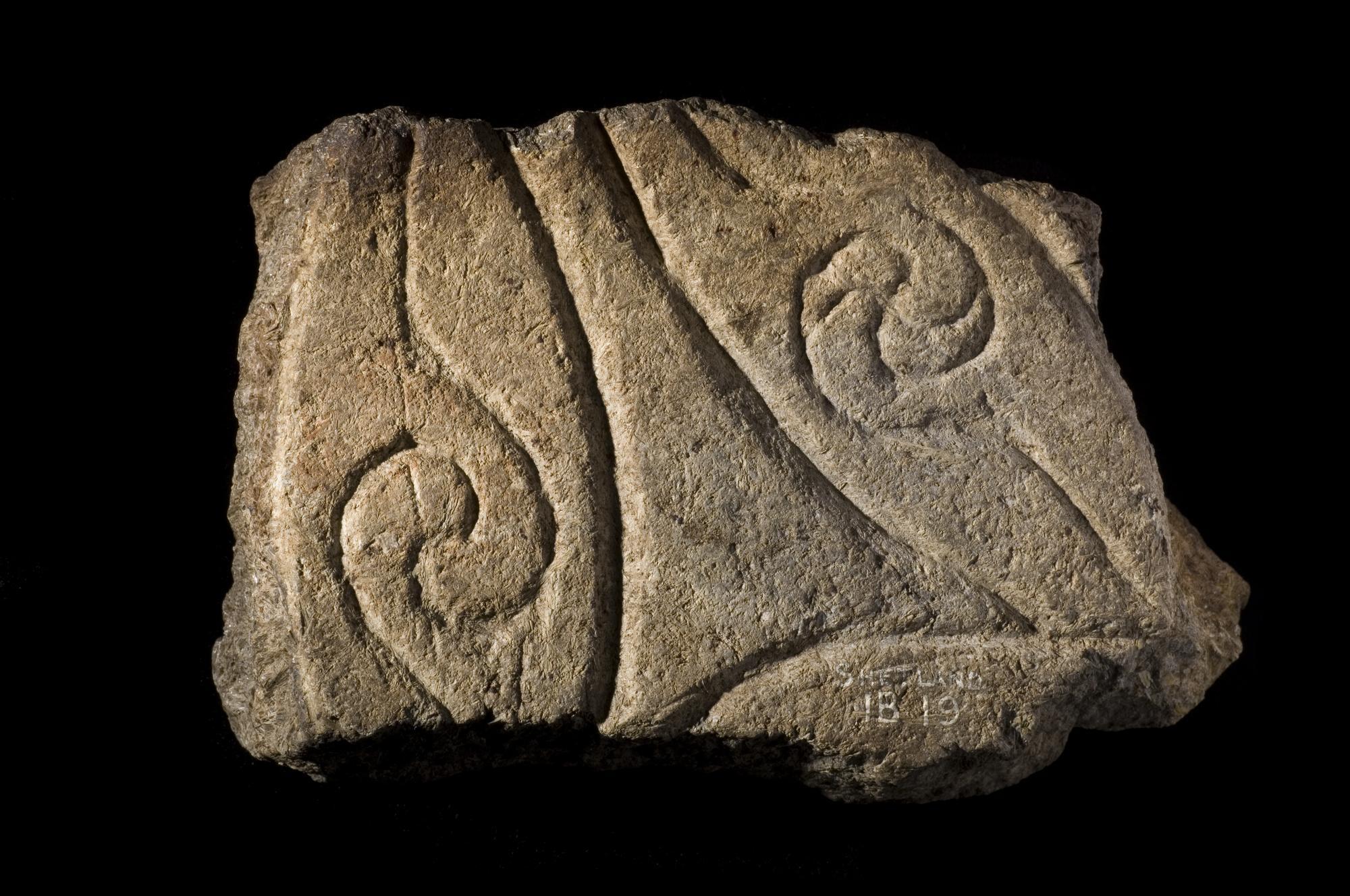Image of Fragment of a stone with ornamentation, from Shetland © National Museums Scotland